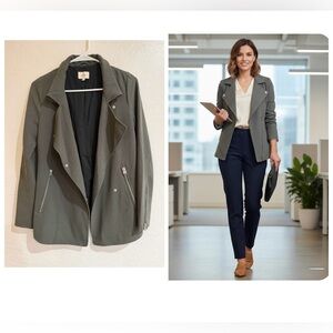 Wilfred by Aritzia Women's Olive Green Mayet Assymetrical Blazer Jacket size XXS